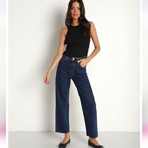 Levis Ribcage Straight Ankle Jean in dark indigo by Levi's. Ribcage Jeanwith its